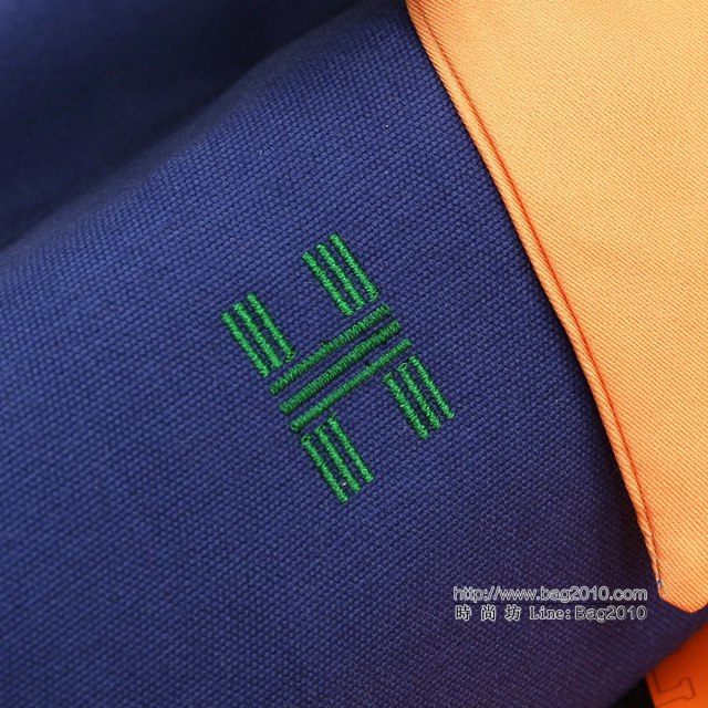 Hermes女包 愛馬仕飯盒包 Trousse Bride-A-Brace Hermes帆布便當包 寶藍  tdh2164